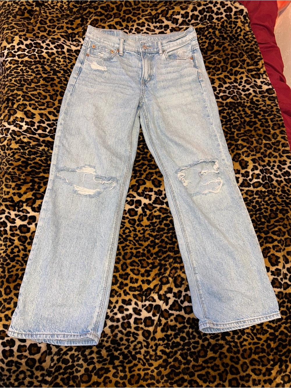 American Eagle Outfitters Light Blue Ripped Boyfriend Jeans